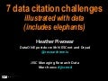 7 data citation challenges, illustrated with data (includes elephants) 