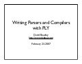 Writing Parsers and Compilers with PLY