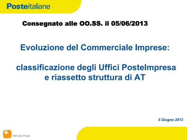 Poste ipotesi evolutive commerciale imprese giugno 2013