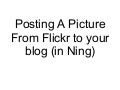 Post a pic to ning blog from flickr