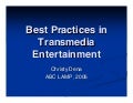 Best Practises in Transmedia Entertainment - Christy Dena
