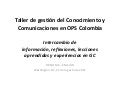 Intercambio de información, reflexiones, lecciones aprendidas y experiencias