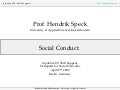 Professor Hendrik Speck - Social Conduct. Privacy and Social Networks.