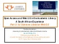 Web 2.0 in the Academic Libraries: Part 2: UJ Sciences Librarian Web 2.0