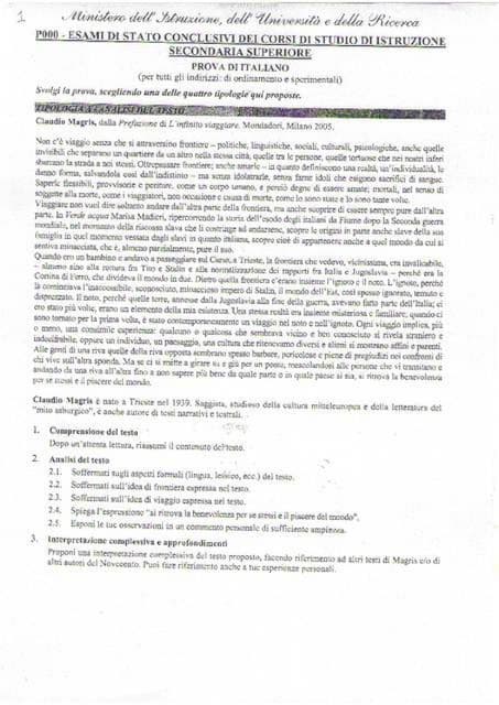 Prima prova maturità 2013