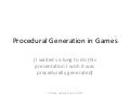 Procedural Generation In Games