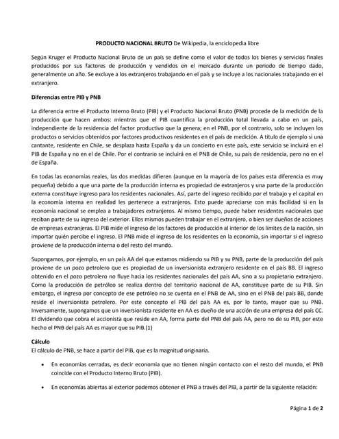 PRODUCTO NACIONAL BRUTO - MACROECONOMÍA