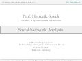 Prof. Hendrik Speck - Social Network Analysis