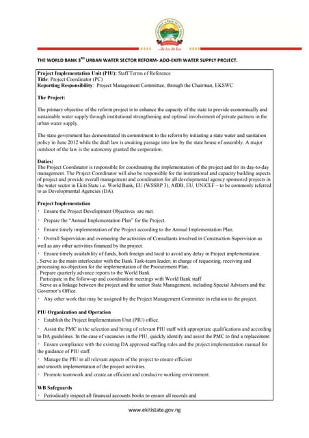 Project Coordinator (PC) - Staff Terms Of Reference Copy