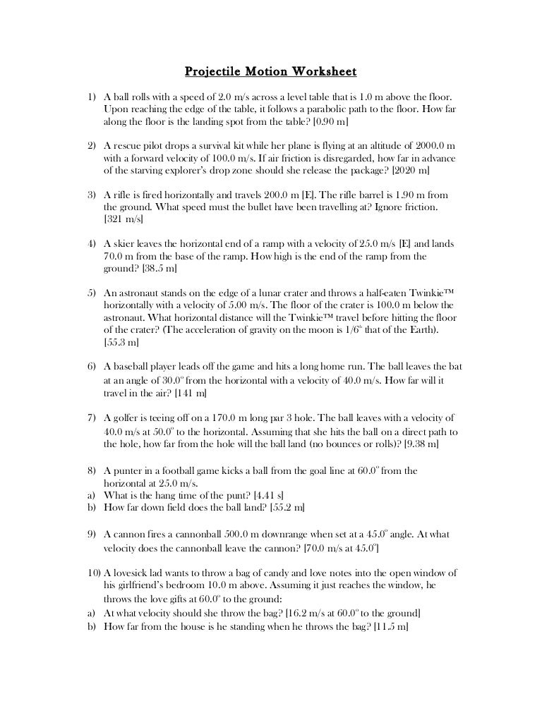 Printables Projectile Motion Worksheet printables projectile motion worksheet safarmediapps worksheets fireyourmentor free printable worksheet