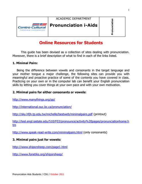 Pronunciation i aids students
