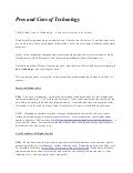 Free Essays on The Pros and Cons of Technology