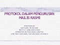 Protokol Dalam Pengurusan Majlis Rasmi  (Khas)