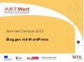 Bloggen mit Wordpress - Artwert Sommercampus