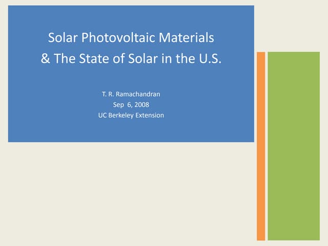 Solar Photovoltaic Materials & the ...