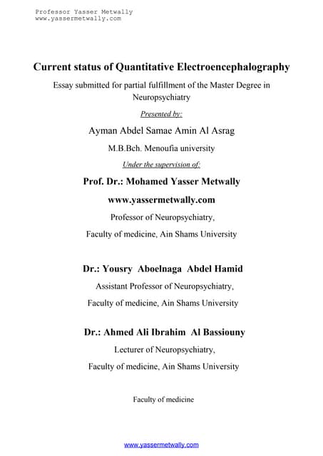 Thesis section: Current status of quantitative EGG...Professor Yasser Metwally