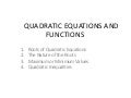 Quadratic Equations