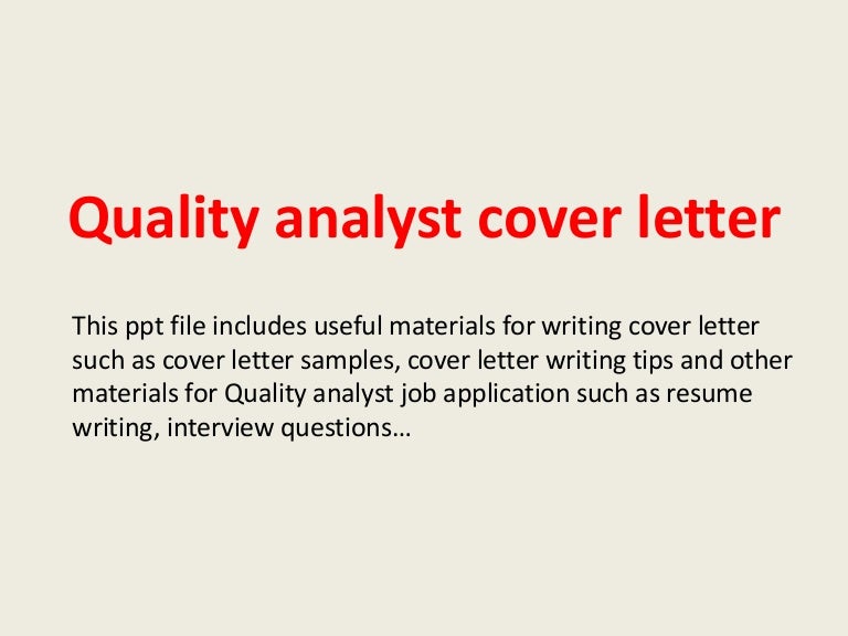 Sample cover letter for qa analyst