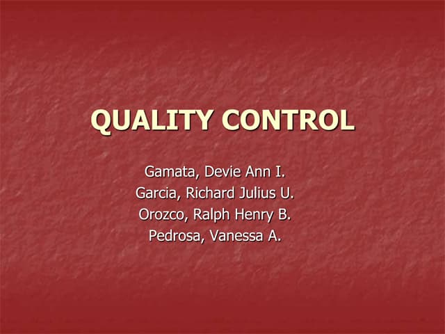 Quality control