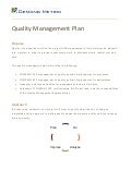 Quality Management Plan
