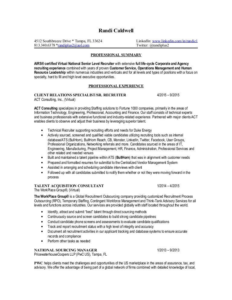 agency recruiters resume