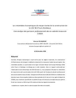 Rapport d'analyse de parcours professionnels d'ex-salariés locaux de COSEA