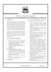TENDERS: Re- Application For Registration As Providers Of Services