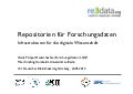 Pampel & Kindling: Repositorien für Forschungsdaten - Infrastrukturen für die digitale Wissenschaft