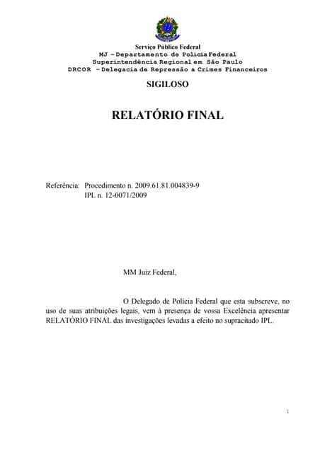 Relatorio final da Operação Castelo...