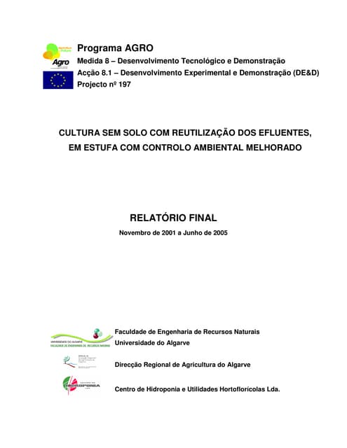 Culturas sem solo com reutilização ...