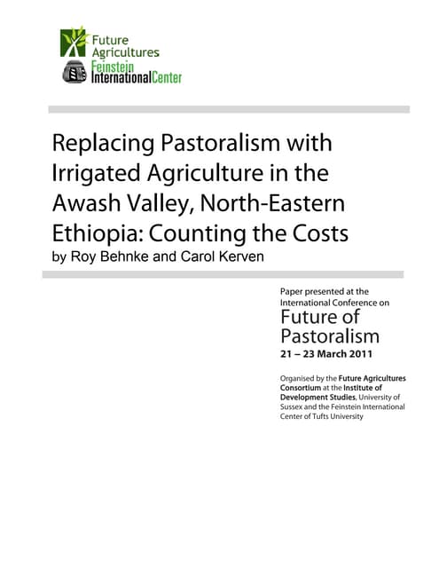 Replacing Pastoralism with Irrigated Agriculture Awash Ethiopia 