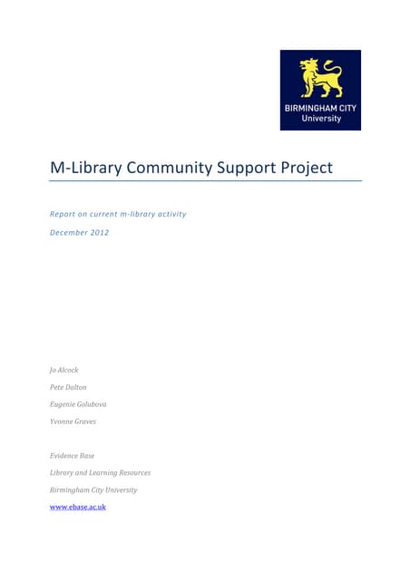 Report on m library activity August 2012