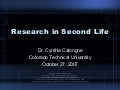 Research in Second Life