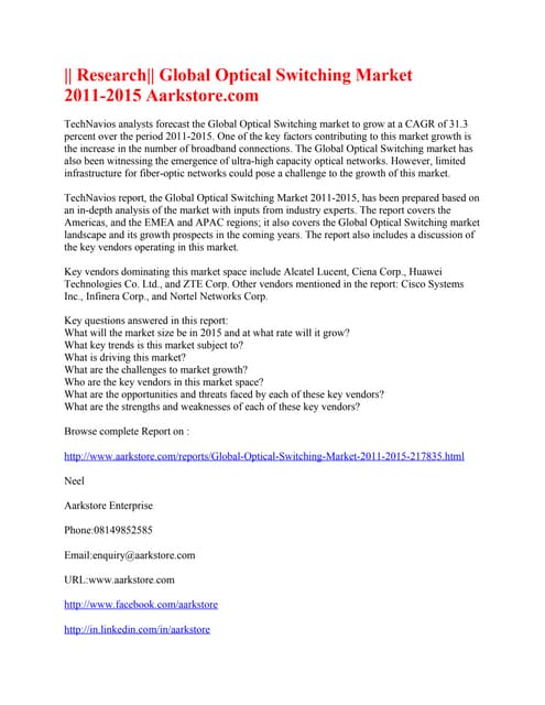 Research global optical switching m...