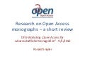 Research on open access monographs – a short review