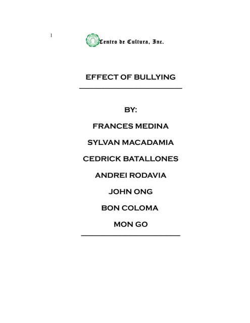 Thesis about bullying in school image