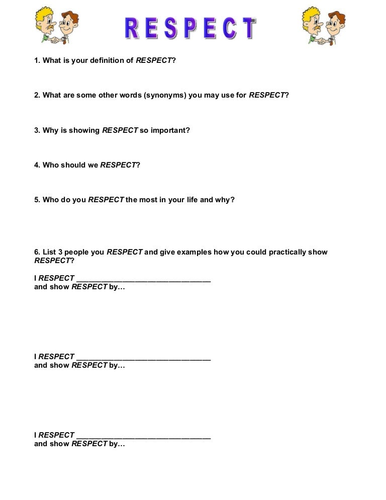Worksheet Self Respect Worksheets respect worksheet