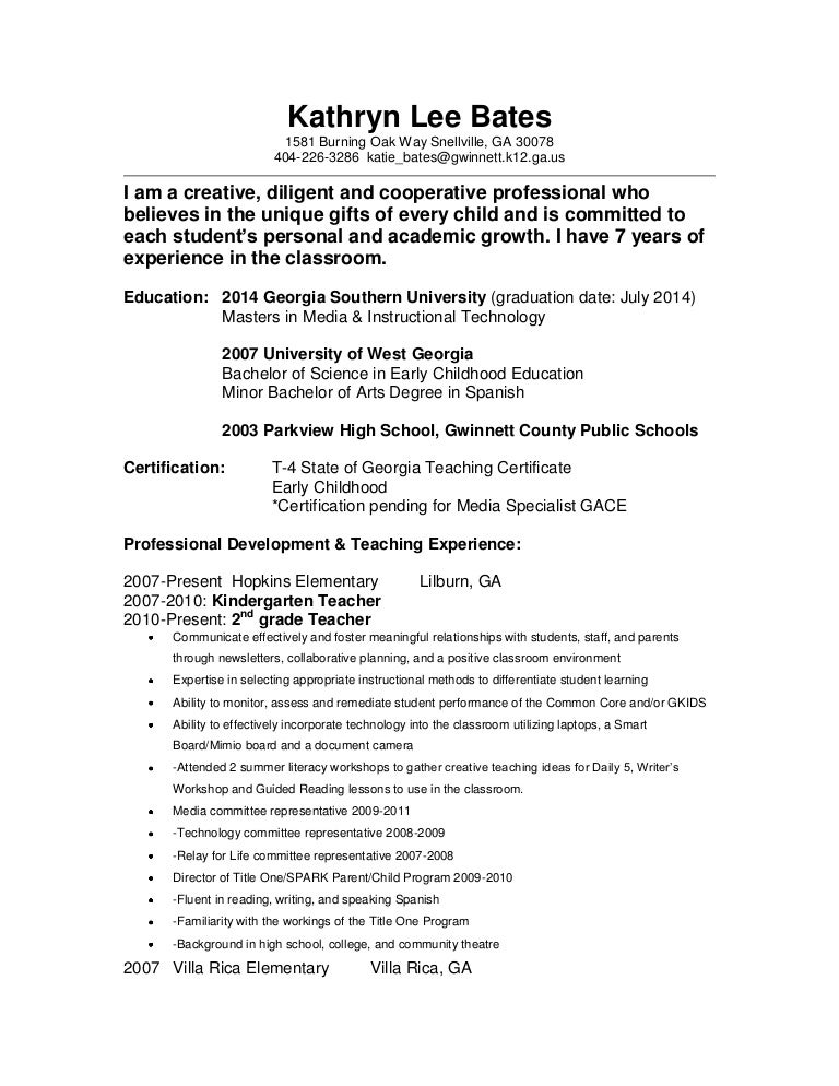 2nd grade teacher resume