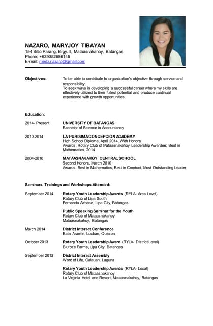sample ng resumes