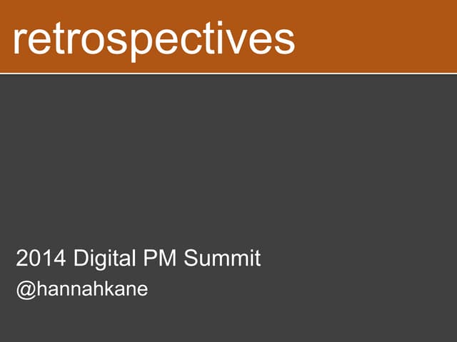 Retrospectives dpm summit