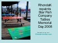 RhondaK - RePainting Tables At Star Fish Company in Cortez, Florida. Florida Folk Art.