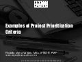 Examples of Project Prioritization Criteria