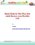 Right diabetic diet plan that could restore your healthy life 1