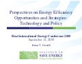 Perspectives on Energy Efficiency Opportunities and Strategies:Technology and Policy