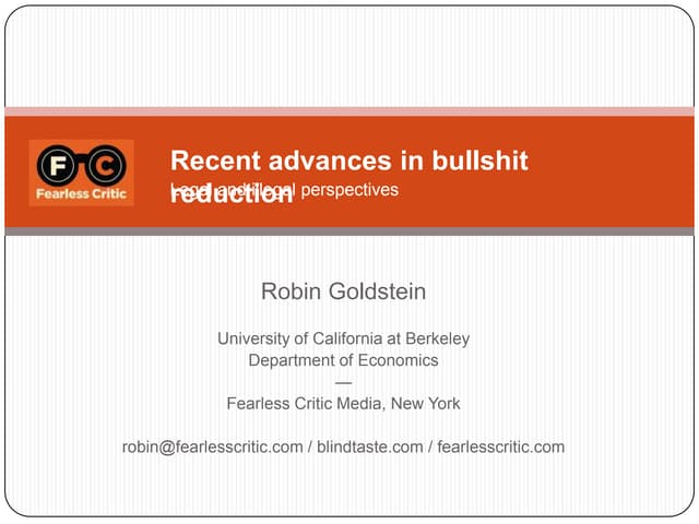 Robin goldstein ifbc presentation