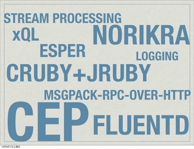 Complex Event Processing on Ruby, Fluentd and Norikra #rubykaigi