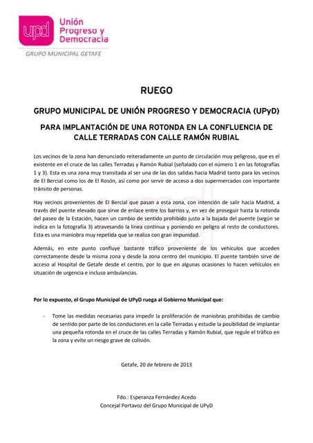 Ruego sobre el cruce entre las calles Terradas y Ramón Rubial