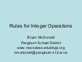 Rules For Integer Operations