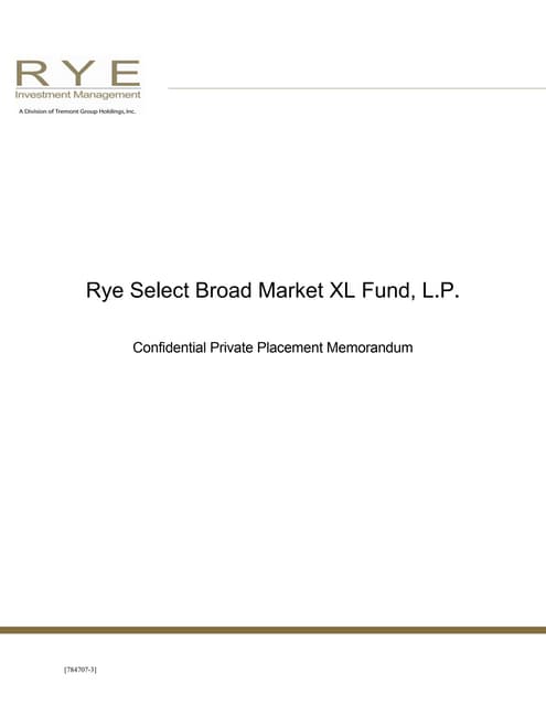 Rye Select Broad Market Xl Fund Lp ...
