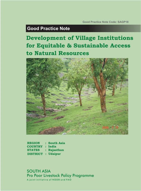 Development of Village Institutions for Equitable & Sustainable Access to Natural Resources (SAGP18)
